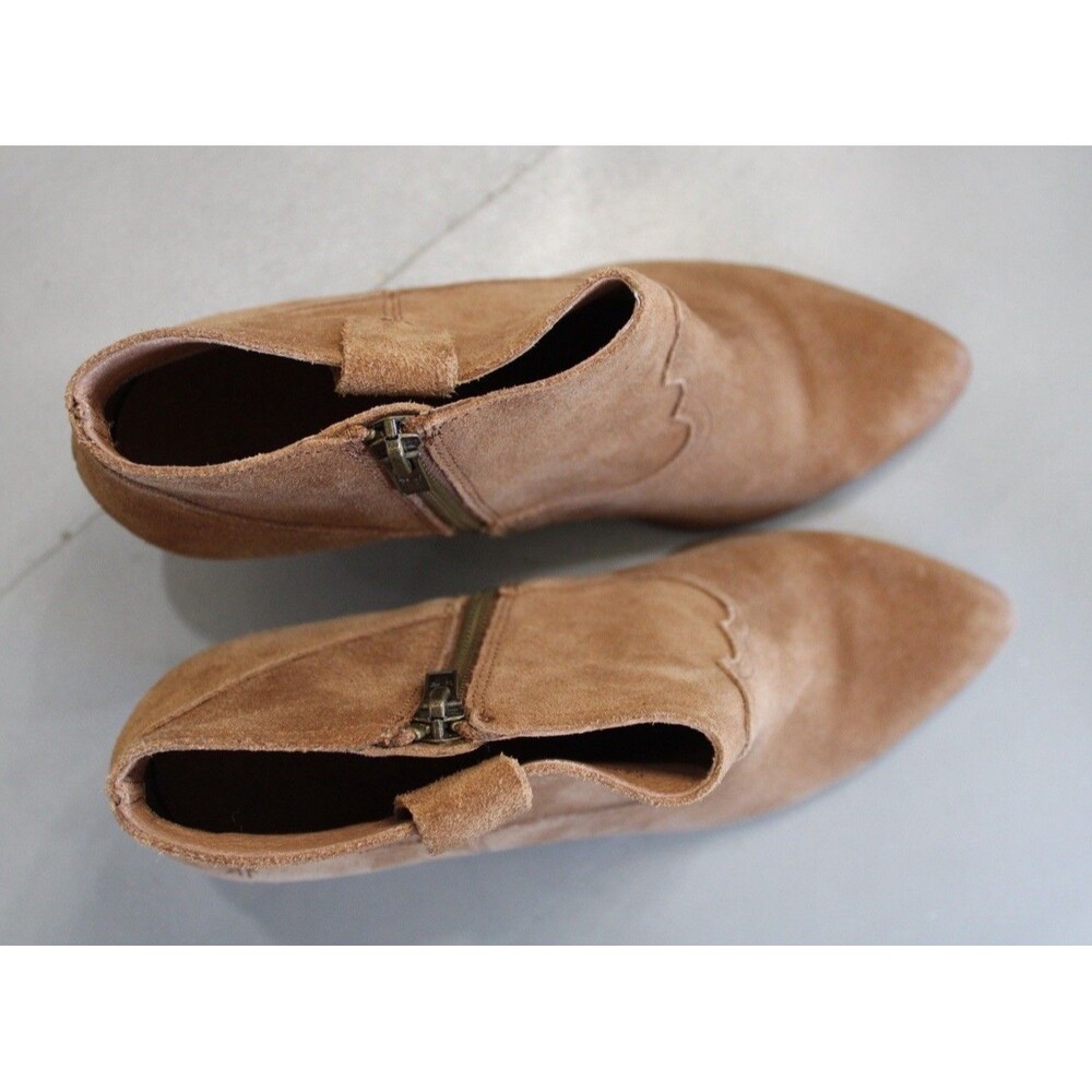 Frye Reina Ankle Booties Womens 10‎ M Brown Suede Western Zip Stacked Heel Boot - Picture 8 of 11